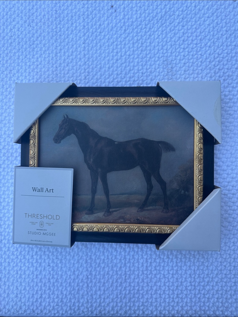 Threshold Framed Equestrian Wall Art - Brown Horse with Gold Frame